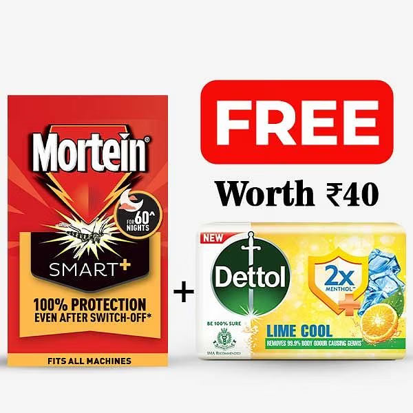 Mortein Smart Mosquito Repellent Refill 45 ml ( free dettol soap )