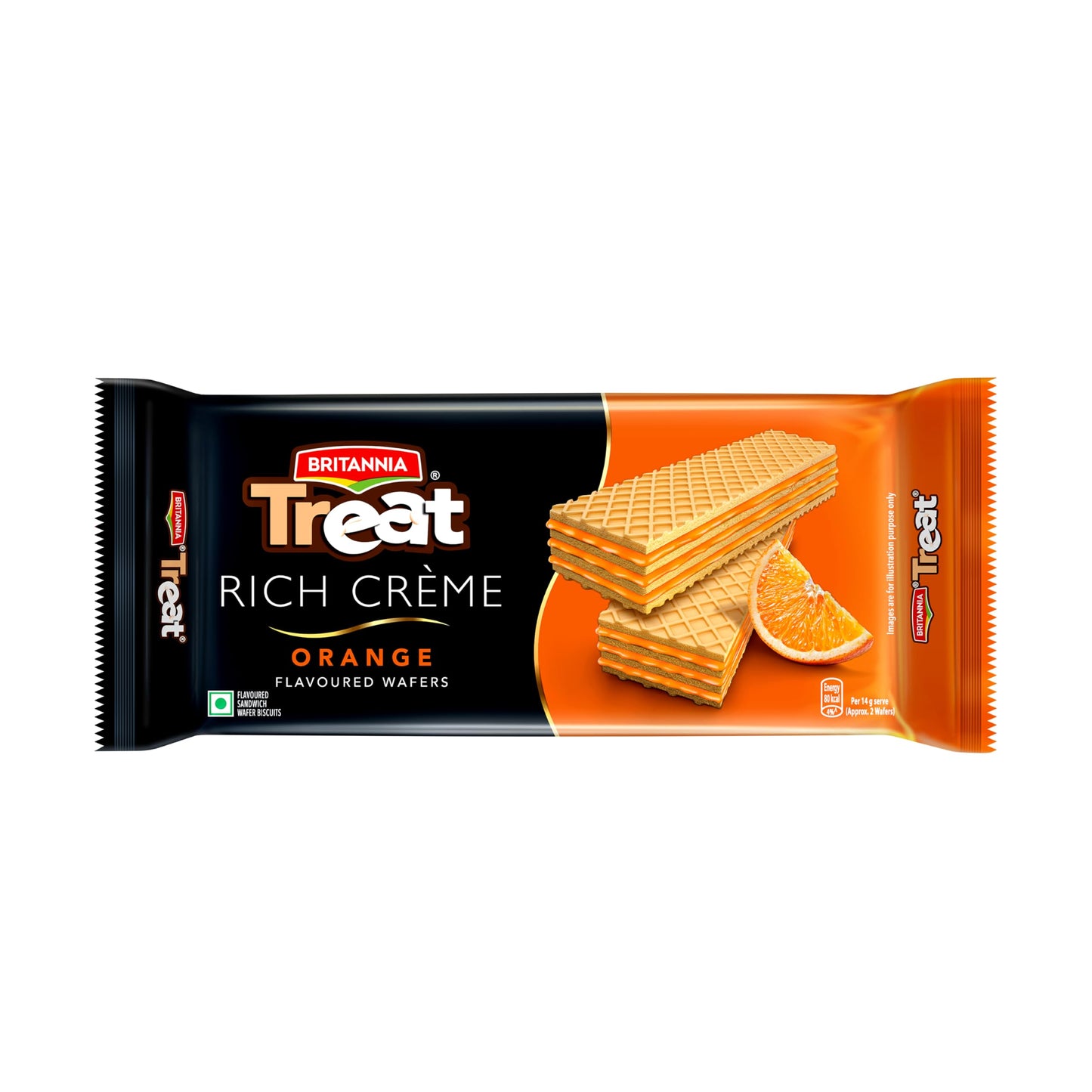 Britannia Treat Rich Creme Orange Flavoured Wafers, 55 g