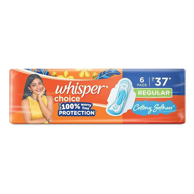Whisper Choice Sanitary Pads, 6 Count Regular Pads
