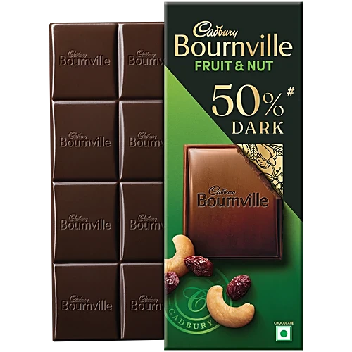Cadbury Bournville Fruit & Nut 50% Dark Chocolate Bar, 75 g