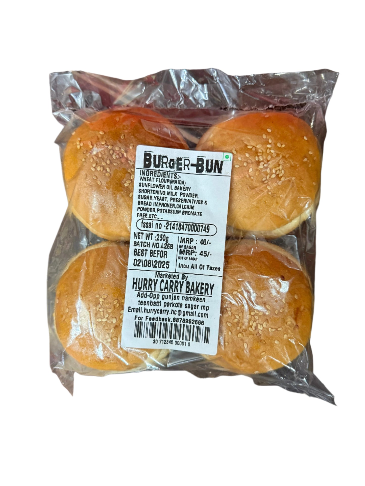 Burger Bun (pack of 4 buns)