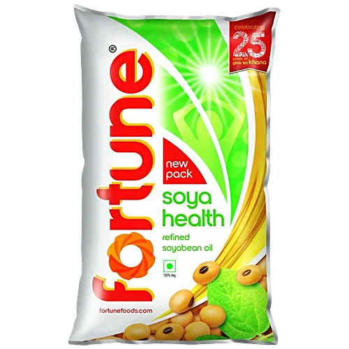 Fortune Soya Health Refined Soyabean Oil, 870 g Pouch