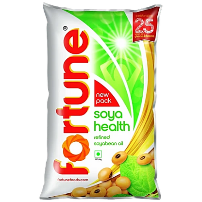 Fortune Soya Health Refined Soyabean Oil, 870 g Pouch