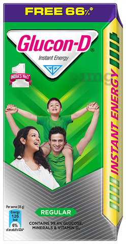 Glucon-D with Glucose, Calcium, Vitamin C & Sucrose | Nutrition Booster Regular 125 g
