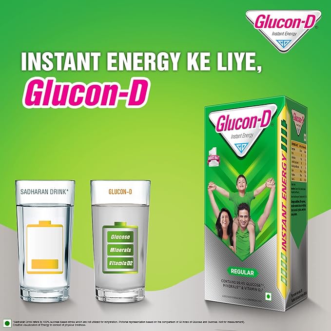 Glucon-D with Glucose, Calcium, Vitamin C & Sucrose | Nutrition Booster Regular 125 g