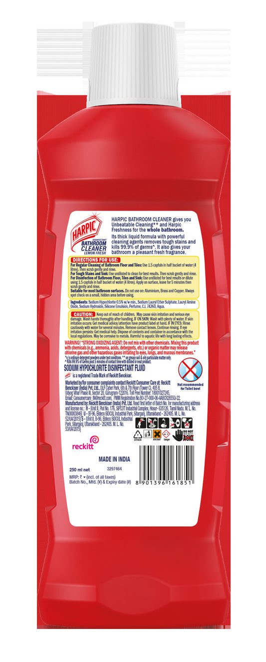Harpic Disinfectant Lemon Fresh Bathroom Cleaner 250 ml
