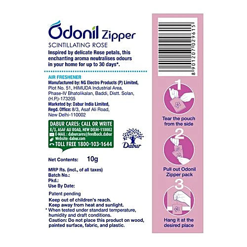 Odonil Bathroom Air Freshener - Zipper, Scintillating Rose, 10 g