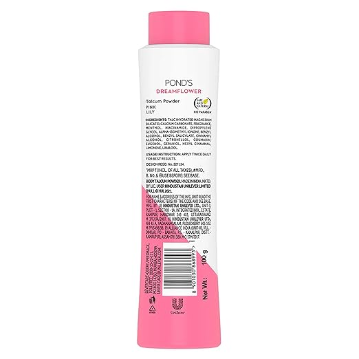 POND'S Dreamflower Fragrant Talc Powder with Vitamin B3, Pack of 1, 100gm